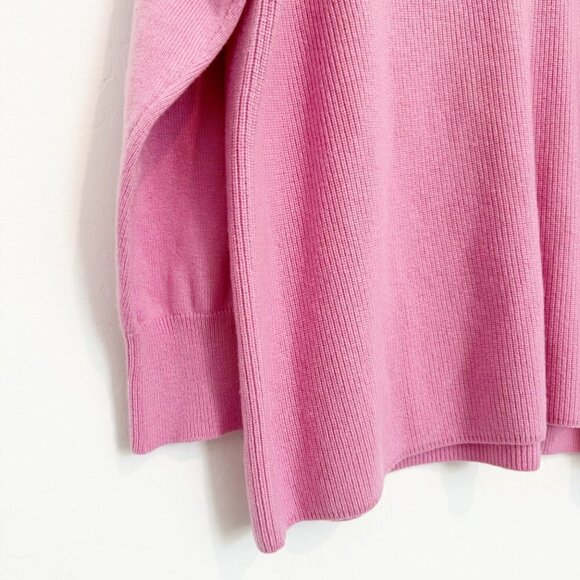 Something Navy Wool V-Neck Ribbed Knit Sweater Winter Preppy Luxury Pink Large - Picture 4 of 9